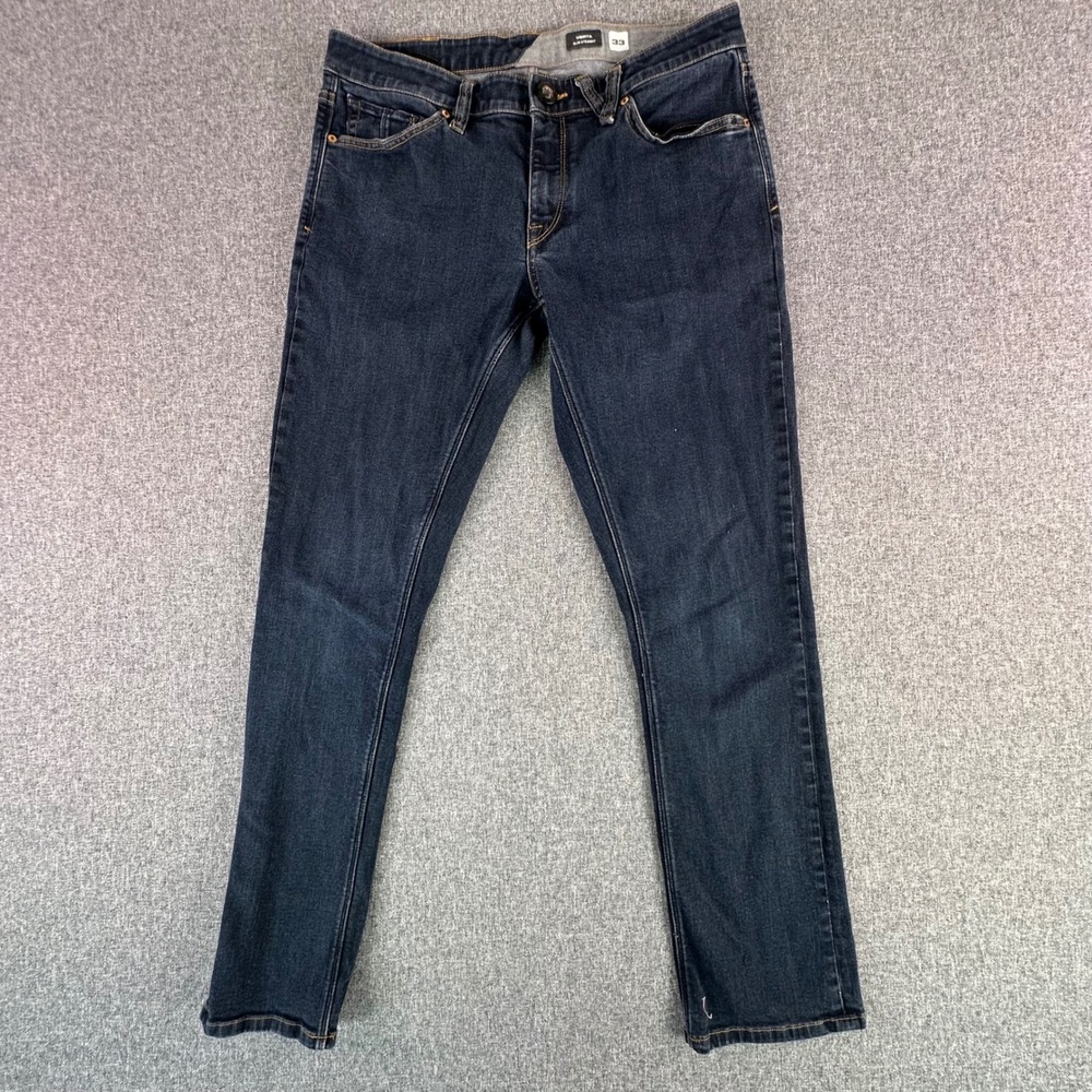 Volcom Jeans Mens 33 Vorta Slim Straight Dark Wash Denim